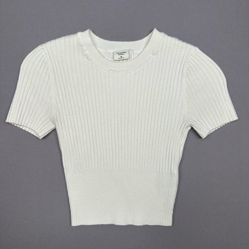Abercrombie & Fitch White Cotton Babydoll Sweater.
